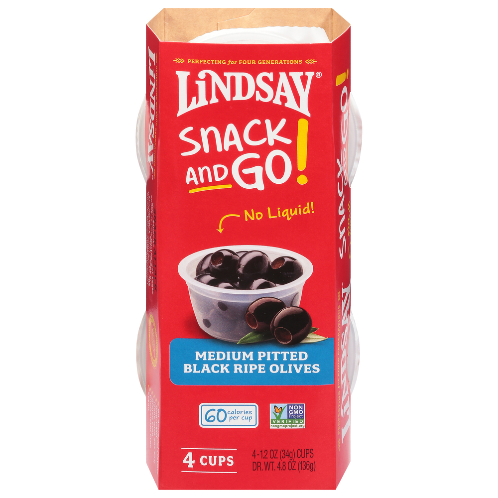 Lindsay Olives, Pitted, Black Ripe, Medium, Snack and Go!Main