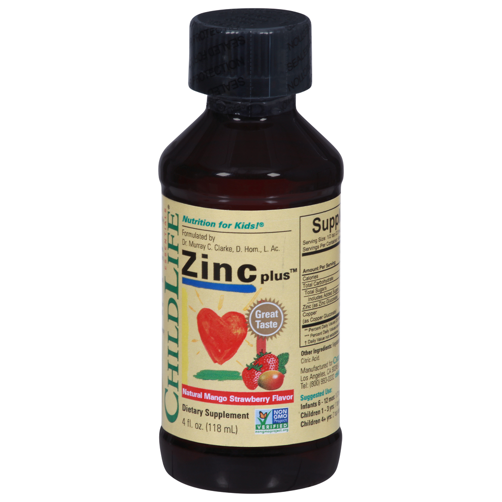 ChildLife Essentials Zinc Plus, Natural Mango Strawberry FlavorFront