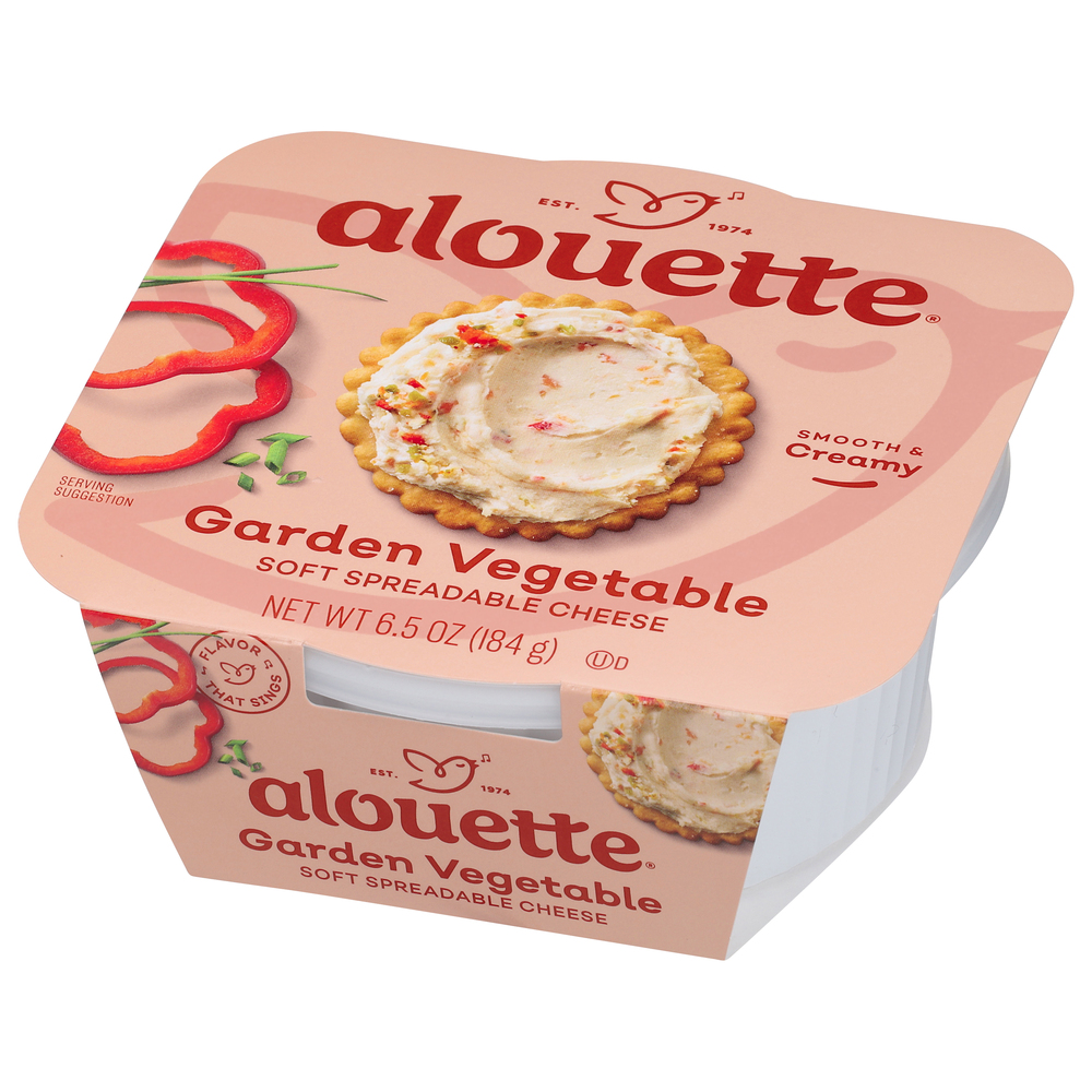 Alouette Soft Spreadable Cheese, Garden VegetableFrontRightElevated