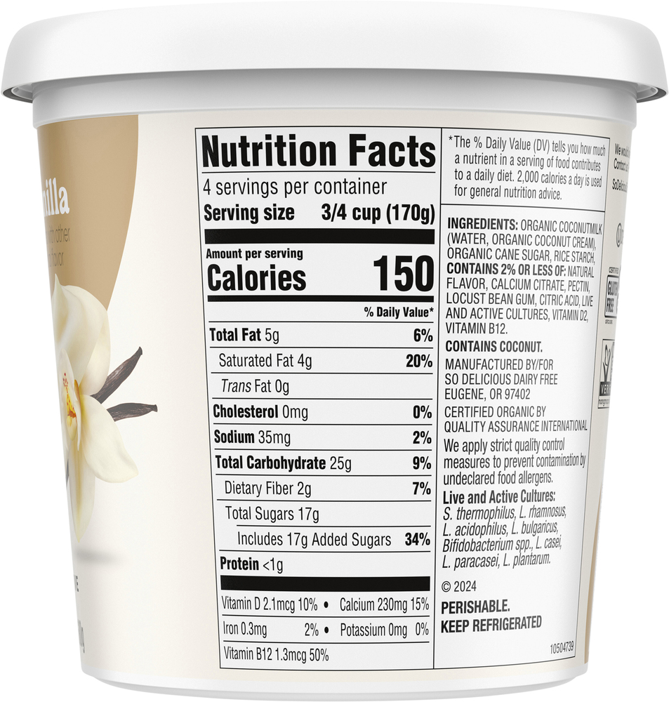So Delicious Dairy Free Coconut Vanilla Yogurt Alternative