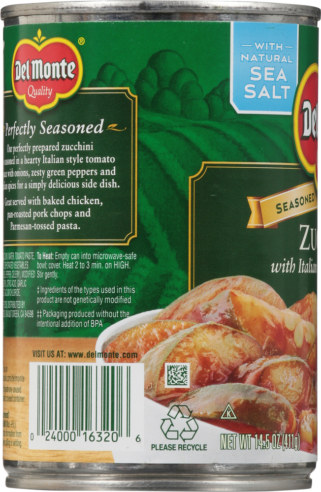 Del Monte Zucchini, with Italian Style Tomato Sauce, Sea SaltPlanogram