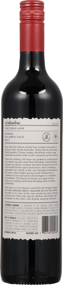 d'Arenberg The Dead Arm Shiraz, McLaren Vale