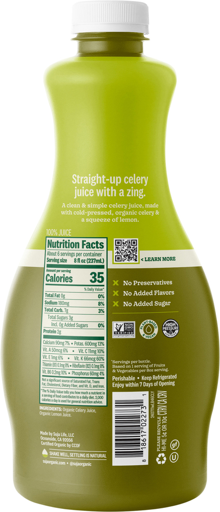 Suja Organic Organic Vegetable Fruit Juice Celery Lemon