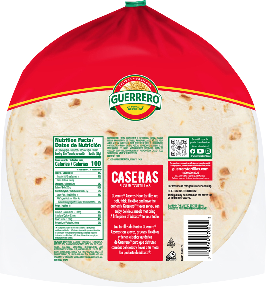 Guerrero Tortillas, Flour, FajitaPlanogramBack