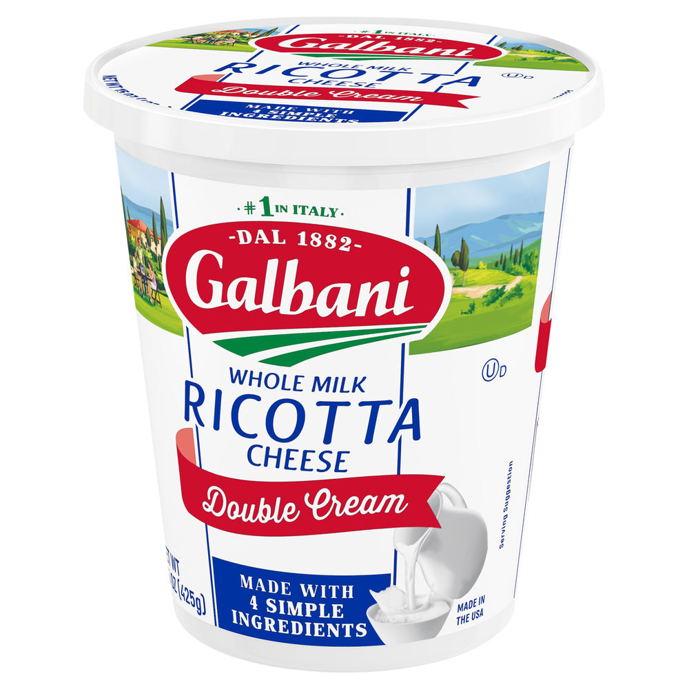 Galbani Ricotta Cheese, Double Cream, Whole Milk-Front-Right-Elevated