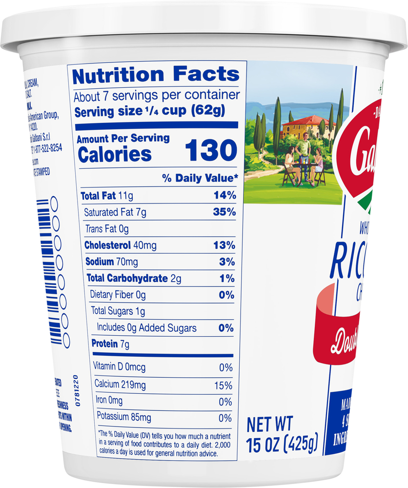 Galbani Ricotta Cheese, Double Cream, Whole MilkPlanogramLeft