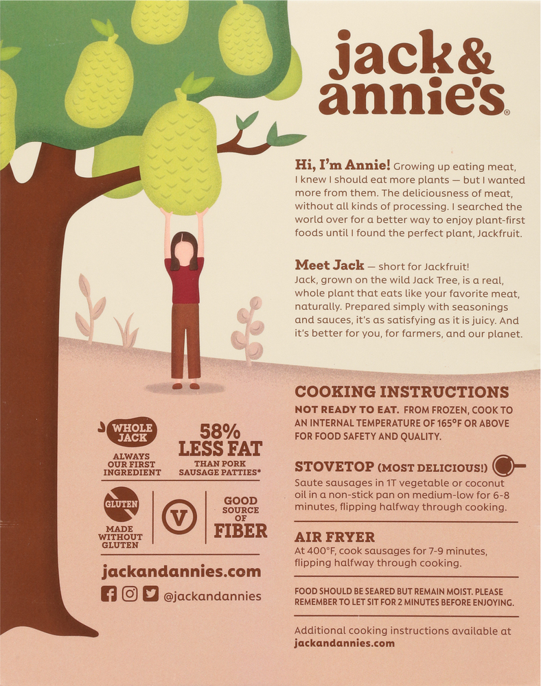 Jack & Annie's Jackfruit Sausage Patties, Vegan, Savory Breakfast