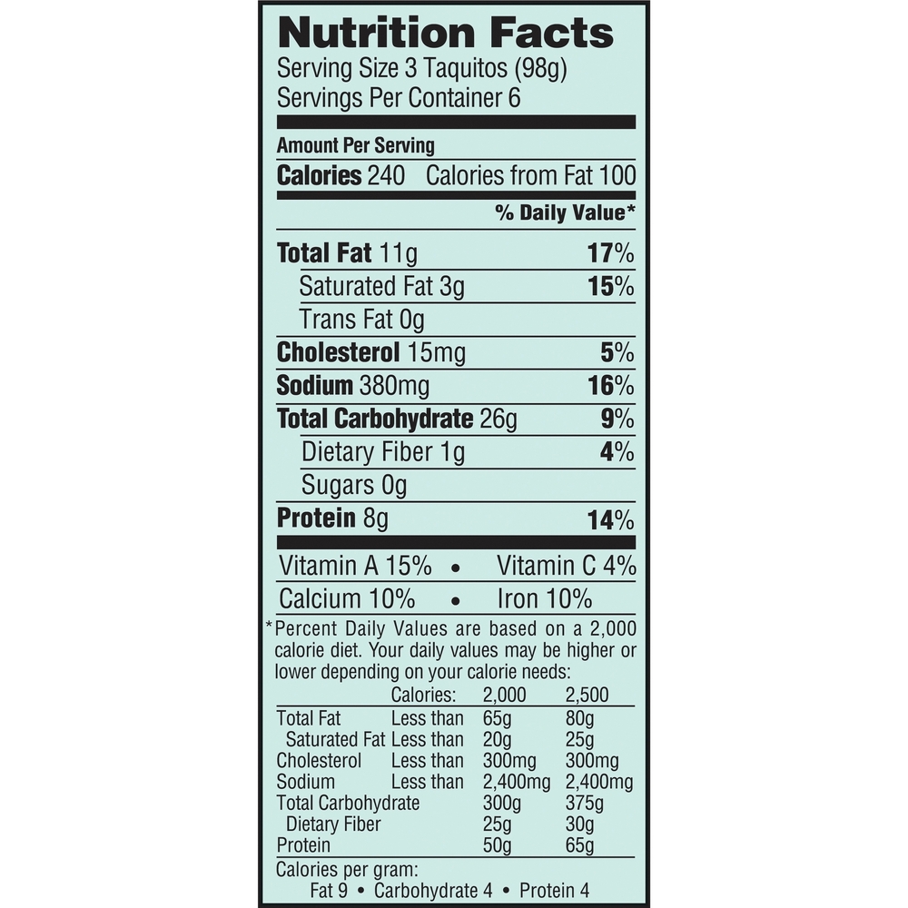 El Monterey Taquitos, Southwest Chicken, Extra CrunchyNutritionFacts