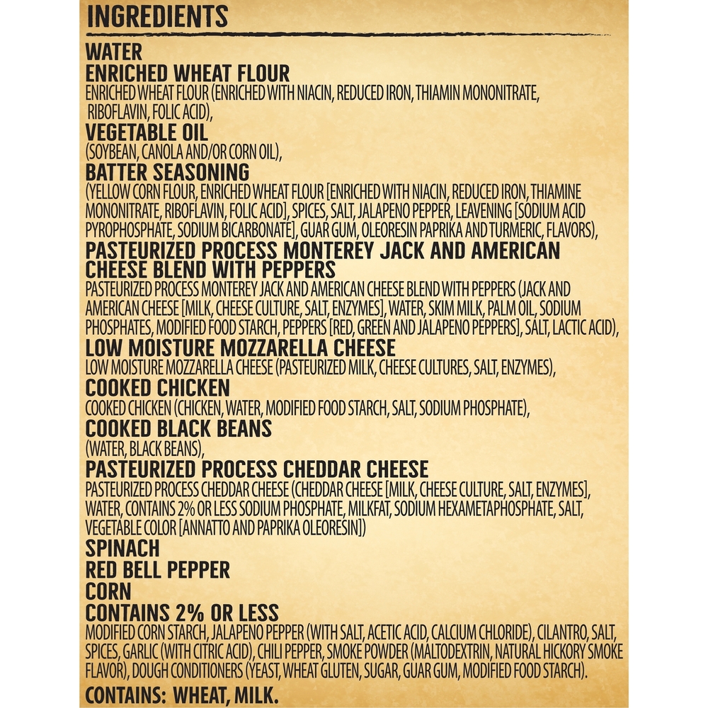 El Monterey Taquitos, Southwest Chicken, Extra CrunchyIngredients