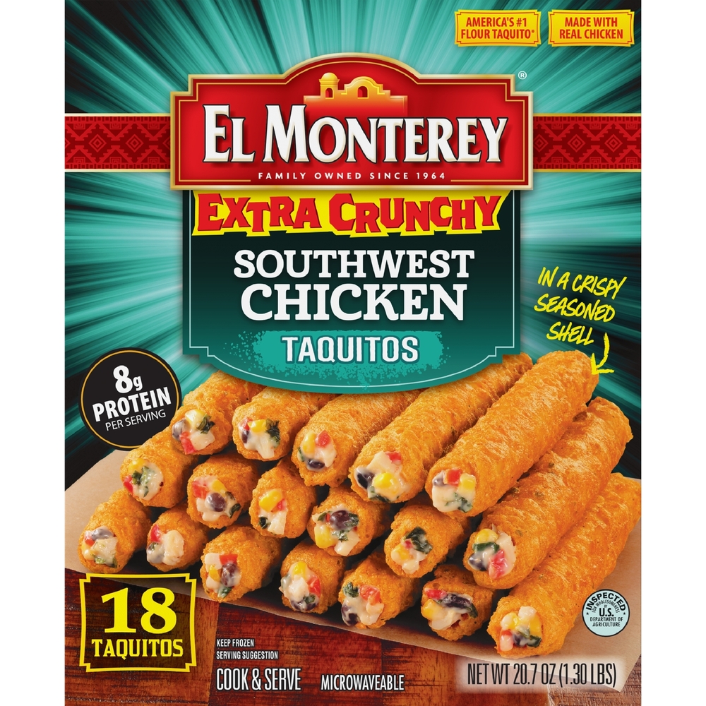 El Monterey Taquitos, Southwest Chicken, Extra CrunchyPlanogramBack
