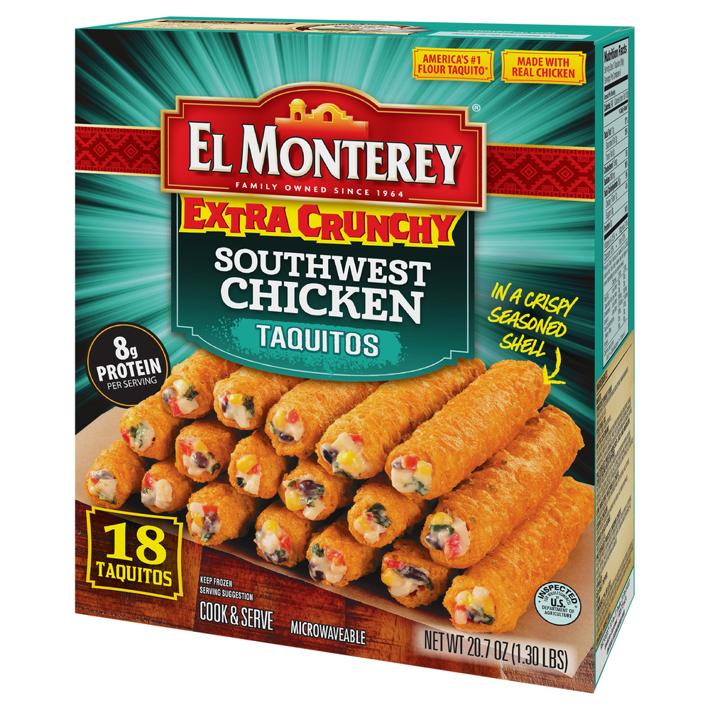 El Monterey Taquitos, Southwest Chicken, Extra CrunchyFrontRightElevated