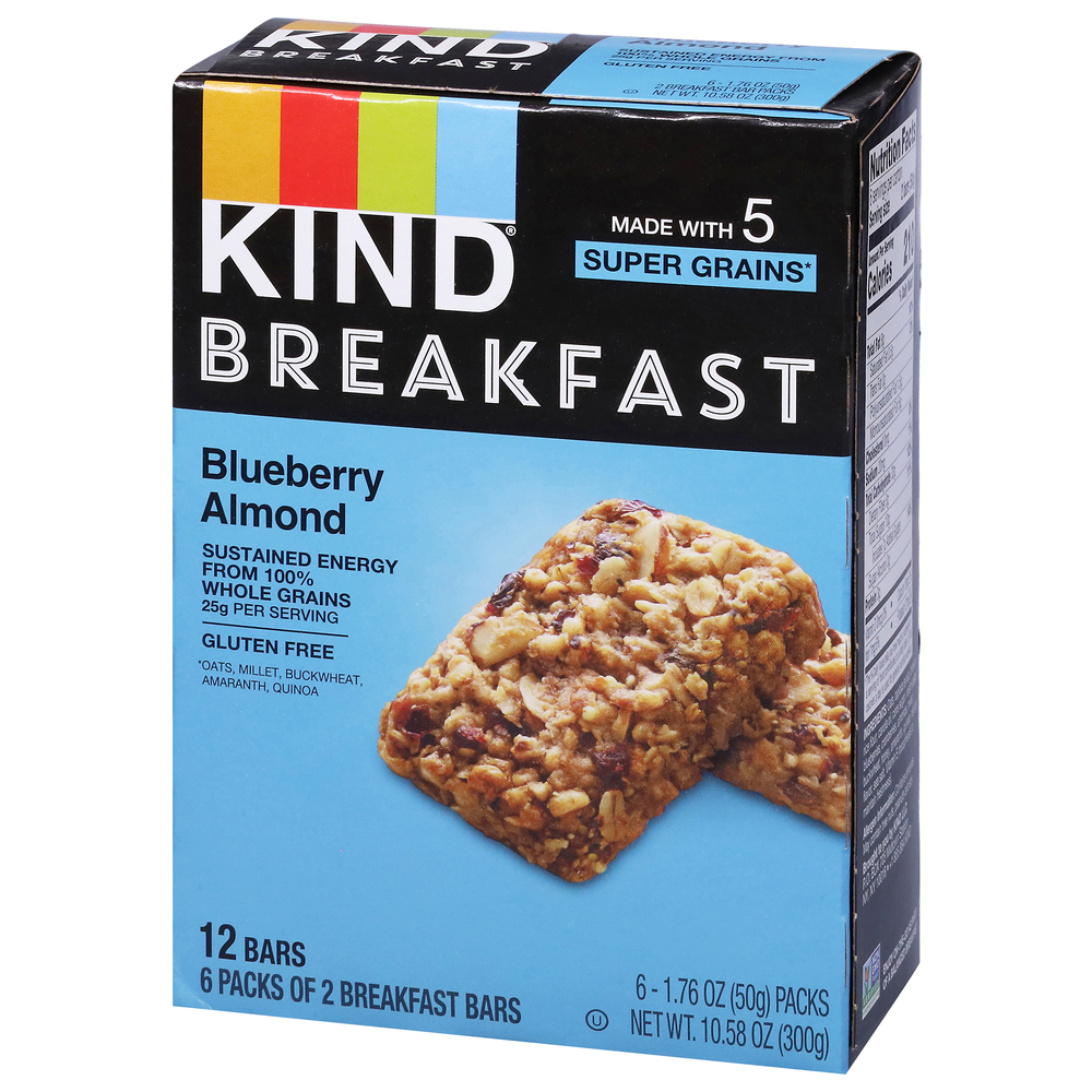Kind Bars Breakfast Blueberry Almond Front Right Elevated