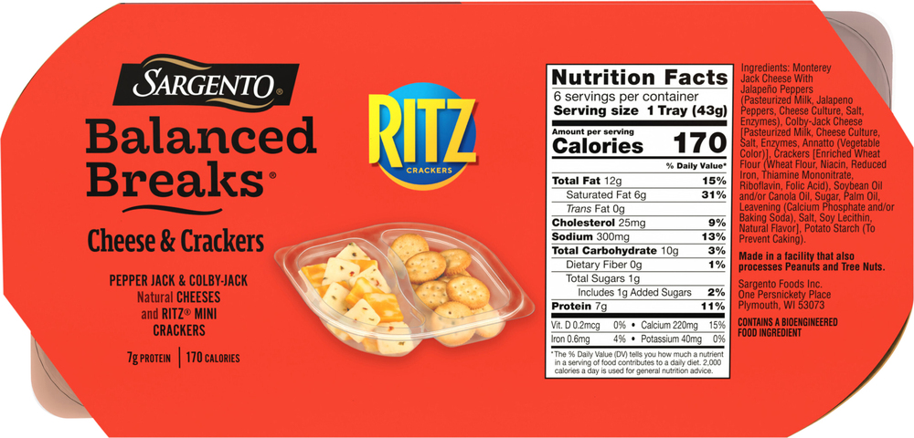 Sargento Balanced Breaks, Cheese & Crackers, Pepper Jack & Colby-Jack ...