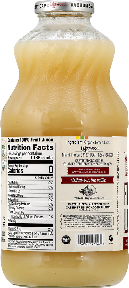 Lakewood Pressed Juice Organic Fresh Pure Lemon