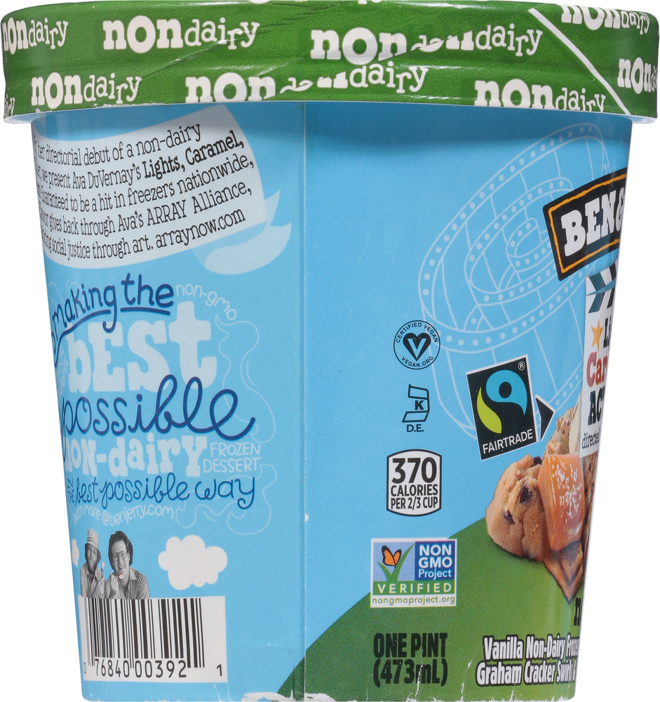 Ben & Jerry's Frozen Dessert, Non Dairy, Lights, Caramel, Action!