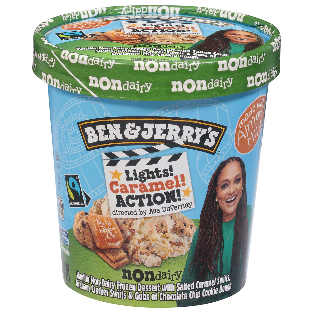 Ben & Jerry's Frozen Dessert, Non Dairy, Lights, Caramel, Action!
