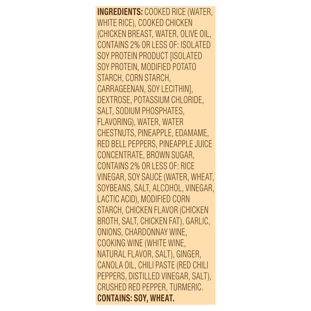 Healthy Choice Cafe Steamers Pineapple ChickenIngredients