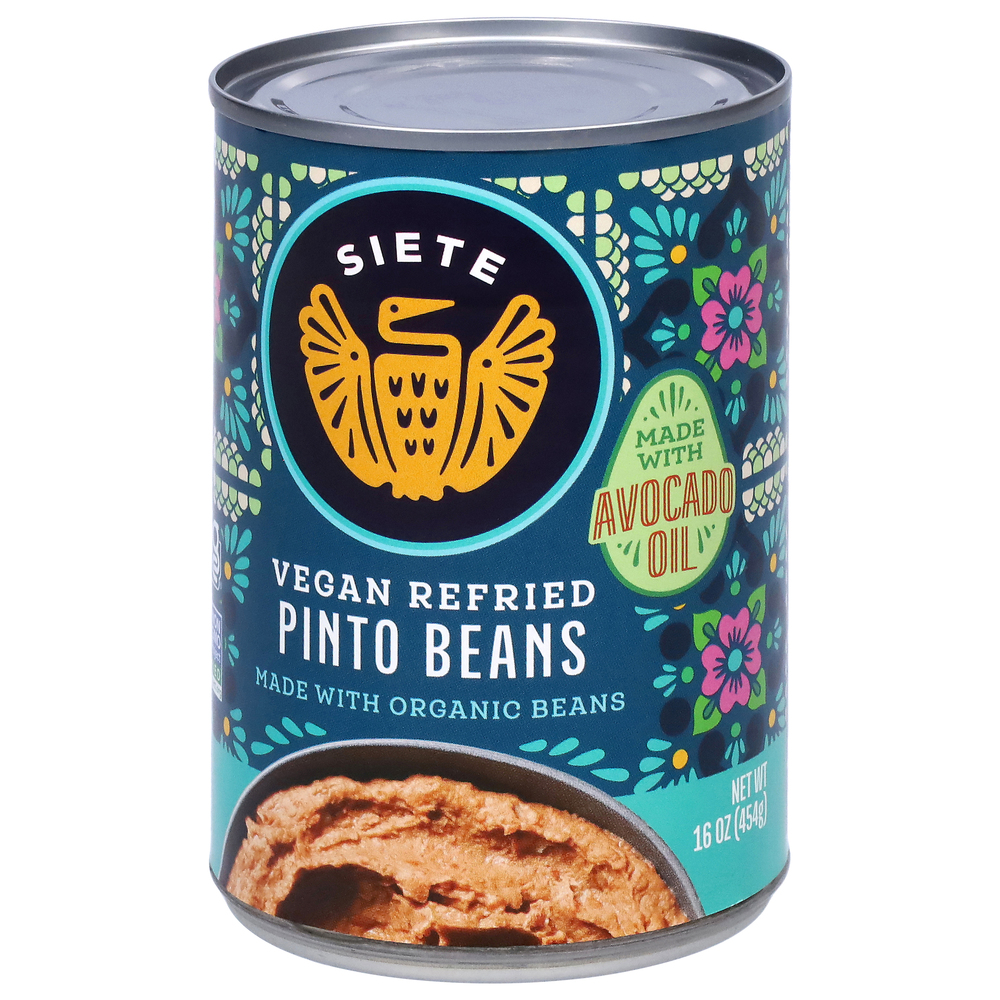 Siete Pinto Beans, Vegan, RefriedFrontRightElevated