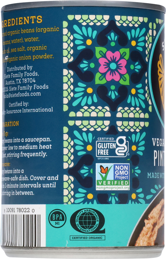 Siete Pinto Beans, Vegan, RefriedPlanogramLeft