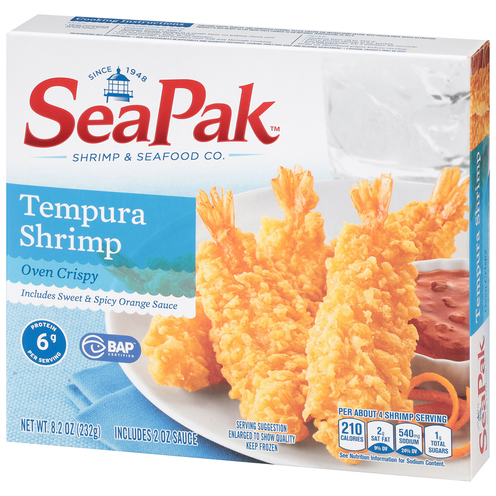SeaPak Tempura Shrimp, CrunchyFrontRightElevated