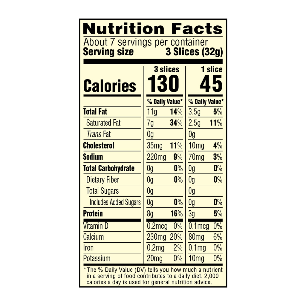 Sargento Ultra Thin Cheese Slices, Natural, Mild CheddarNutritionFacts