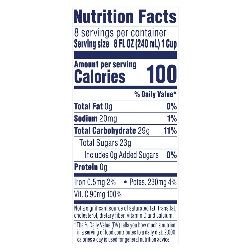Ocean Spray 100 Juice Cranberry Nutrition Facts