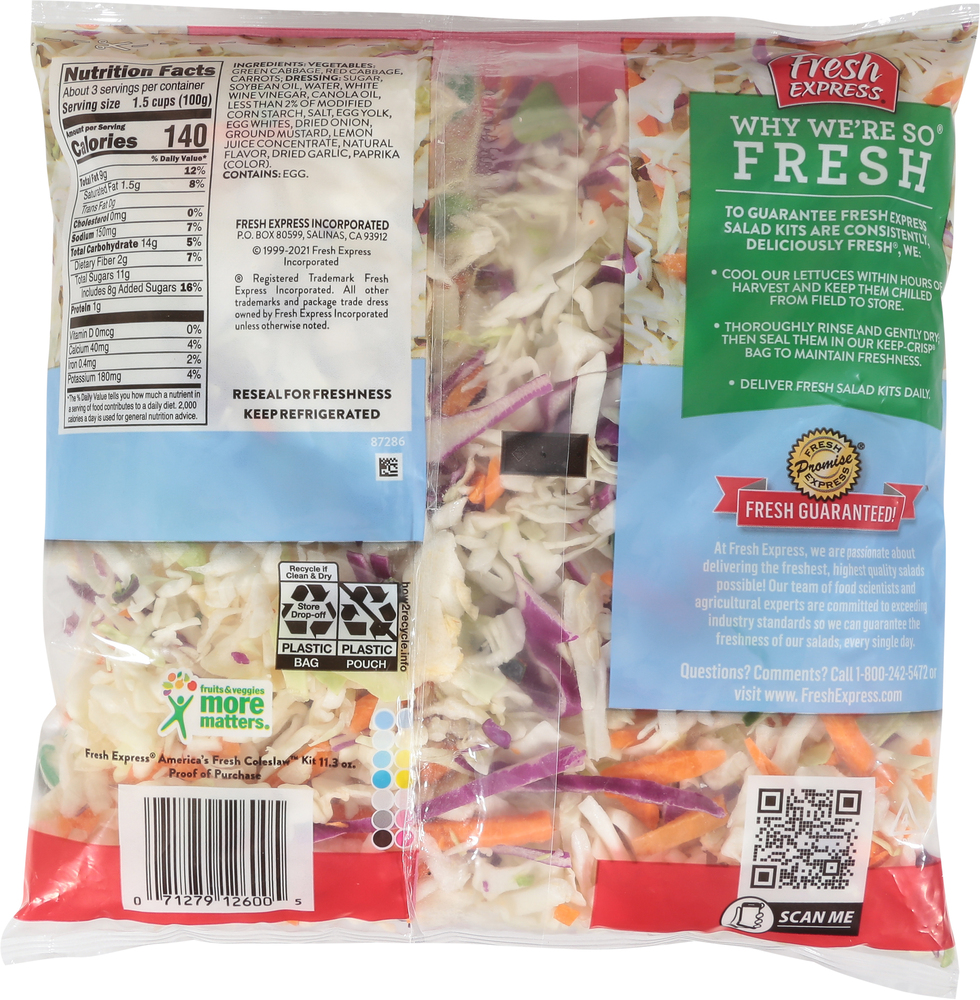 Fresh Express Coleslaw Kit, America's Fresh, GardenPlanogramBack