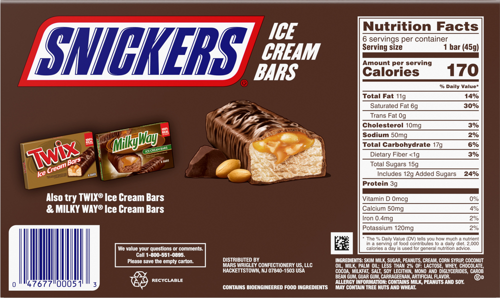 Snickers Ice Cream BarsPlanogramBack