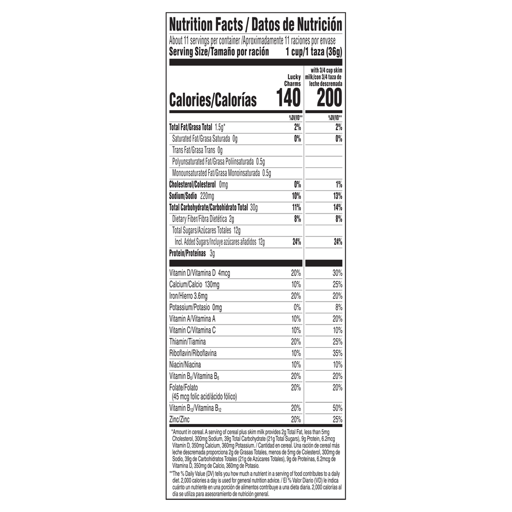 Lucky Charms Cereal, Large SizeNutritionFacts