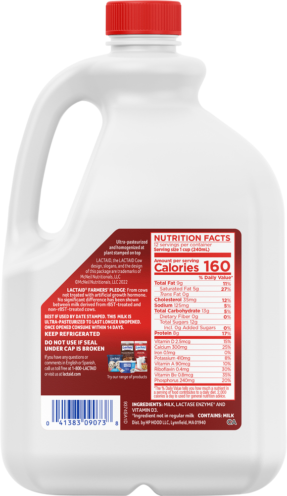 Lactaid Milk, Lactose FreePlanogramBack