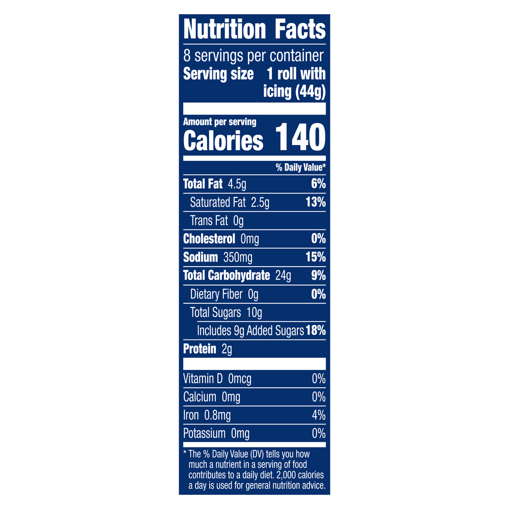 Pillsbury Cinnamon Rolls Original Icing Nutrition Facts