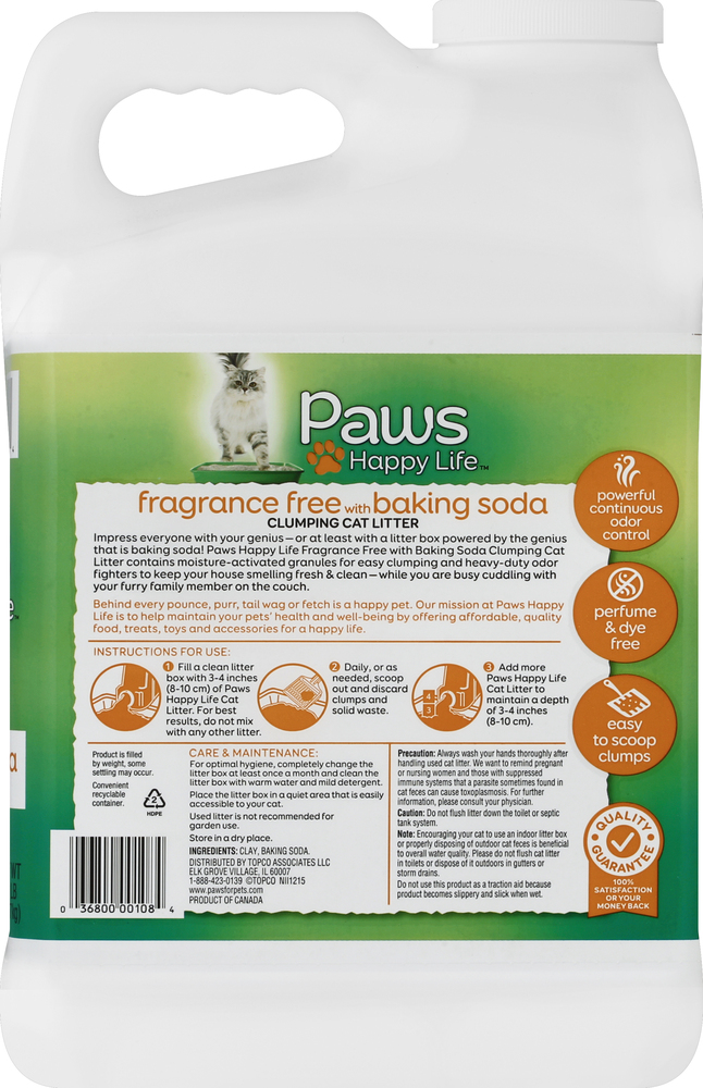 Paws Happy Life Cat Litter Clumping Fragrance Free with Baking Soda