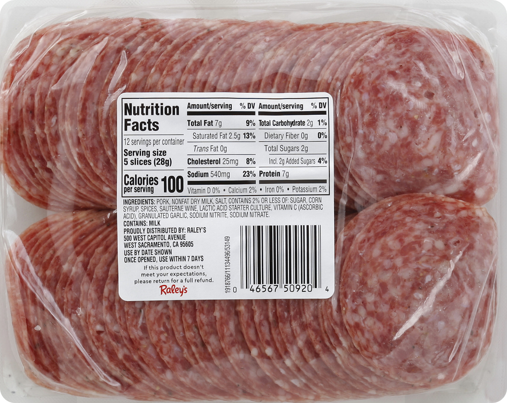 Raley's Thin Sliced Italian Dry SalamePlanogramBack