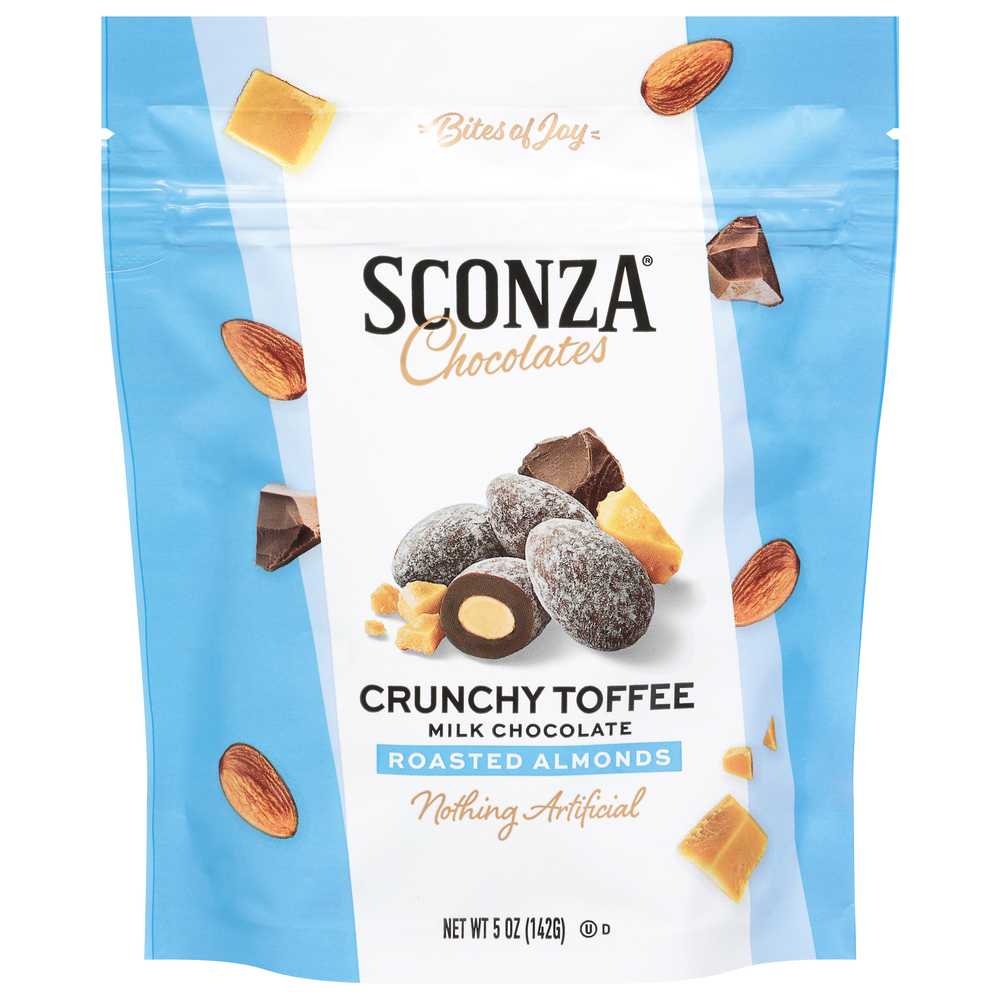Sconza Chocolates Toffee Almonds, Chocolate