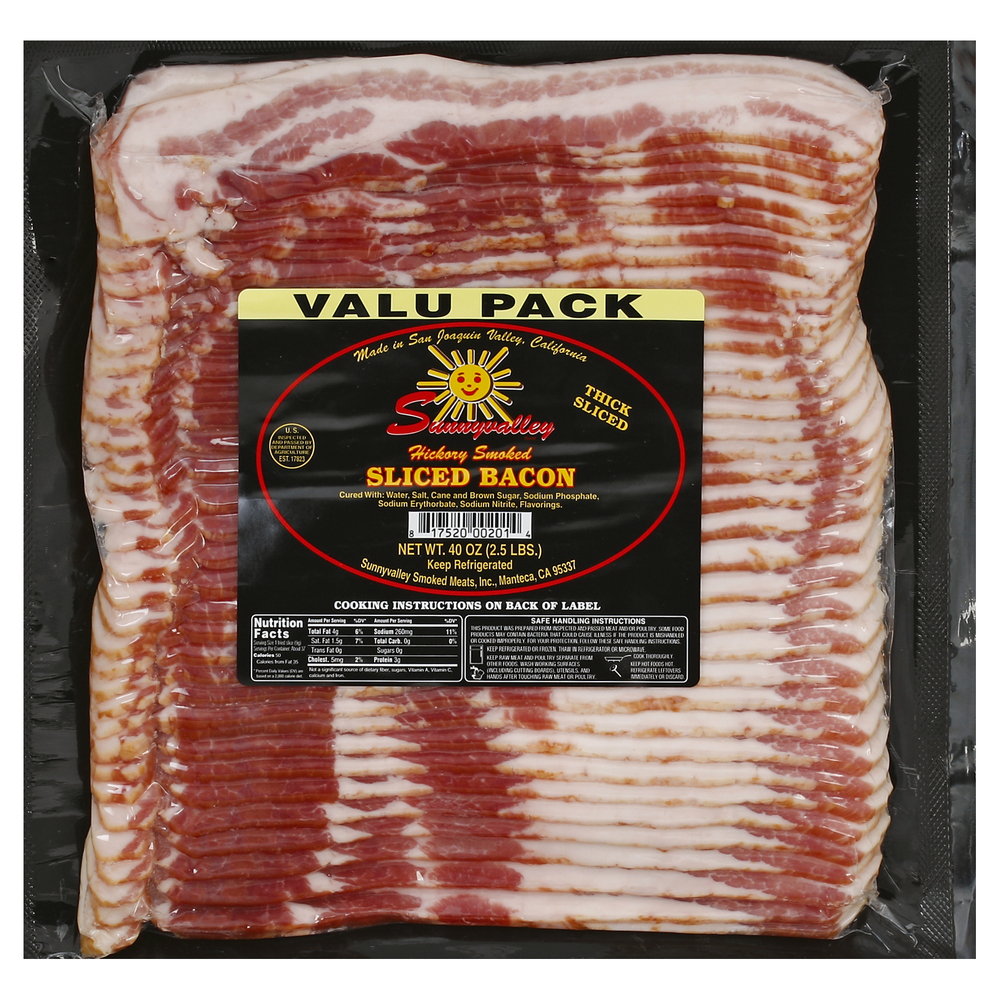Sunnyvalley Bacon, Hickory Smoked, Thick Sliced, Valu PackMain