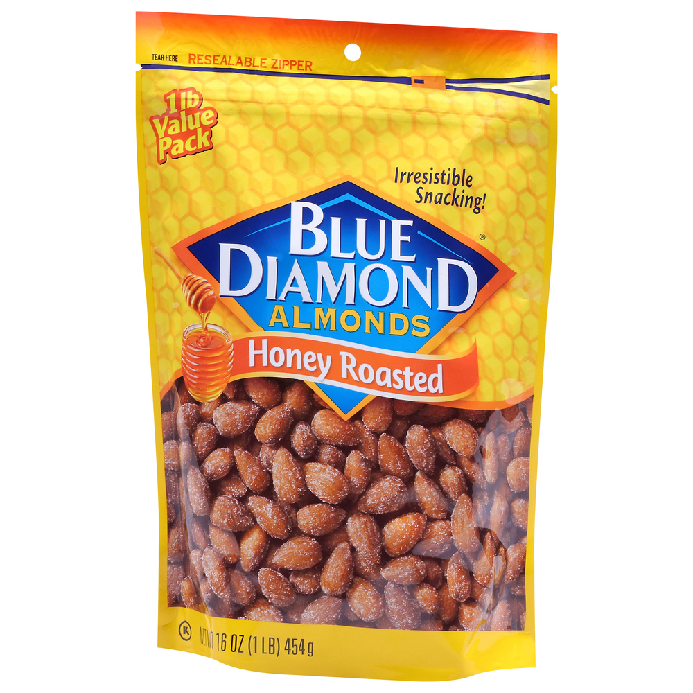 Blue Diamond Almonds, Honey Roasted, Value PackFrontRightElevated