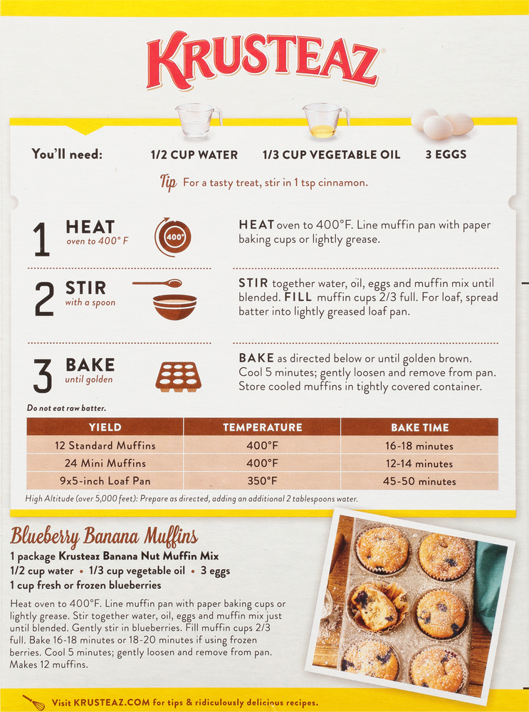 Krusteaz Banana Nut Muffin MixPlanogramBack