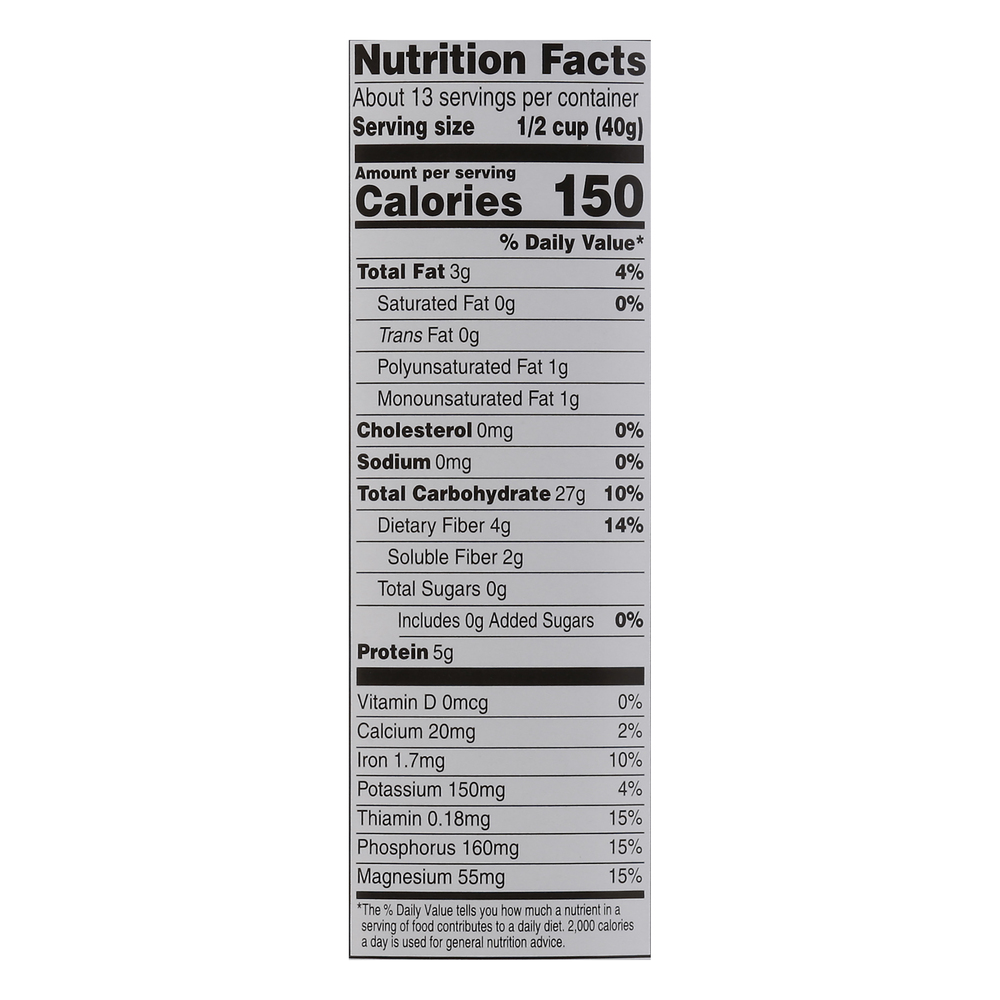 Raley's Old Fashioned Oats-Nutrition-Facts