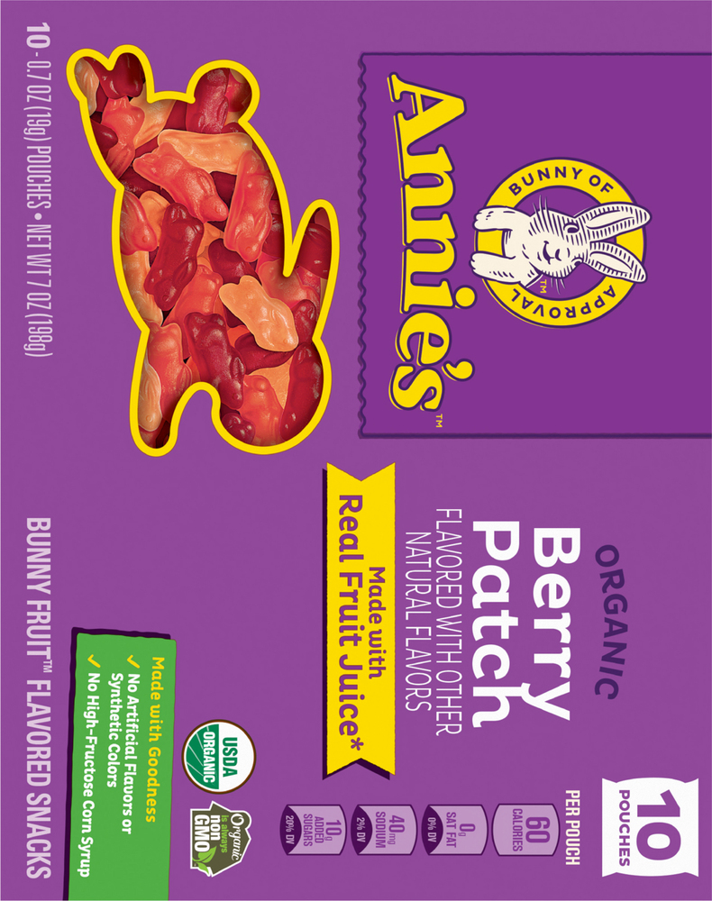 Annie's Fruit Flavored Snacks, Organic, Bunny, Berry Patch
