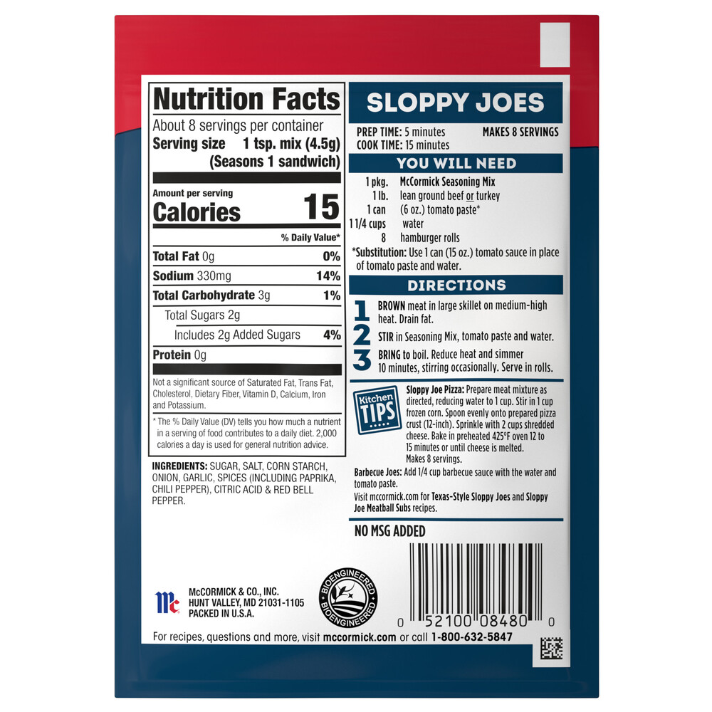 McCormick Sloppy Joes Seasoning MixPlanogramBack