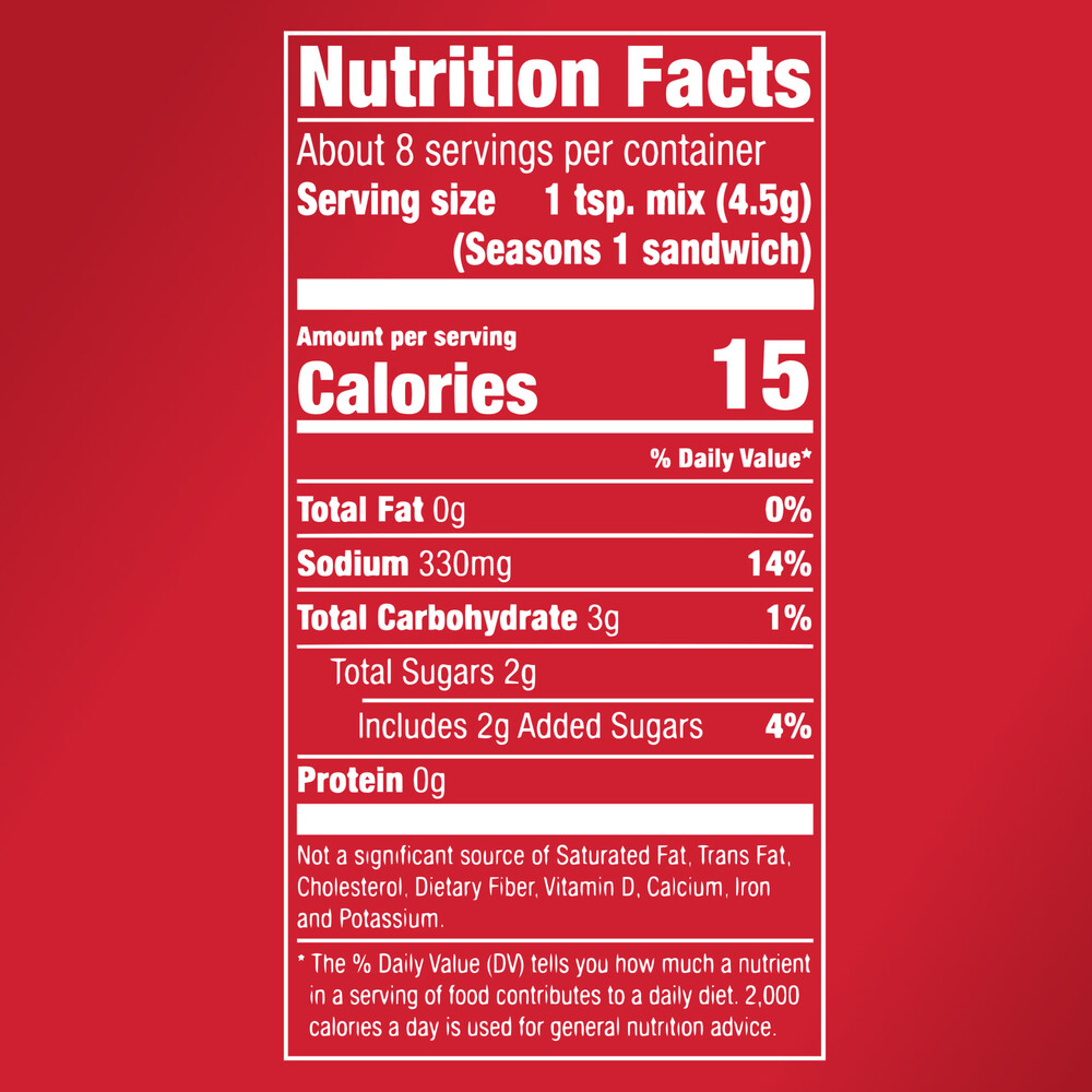 McCormick Sloppy Joes Seasoning MixNutritionFacts
