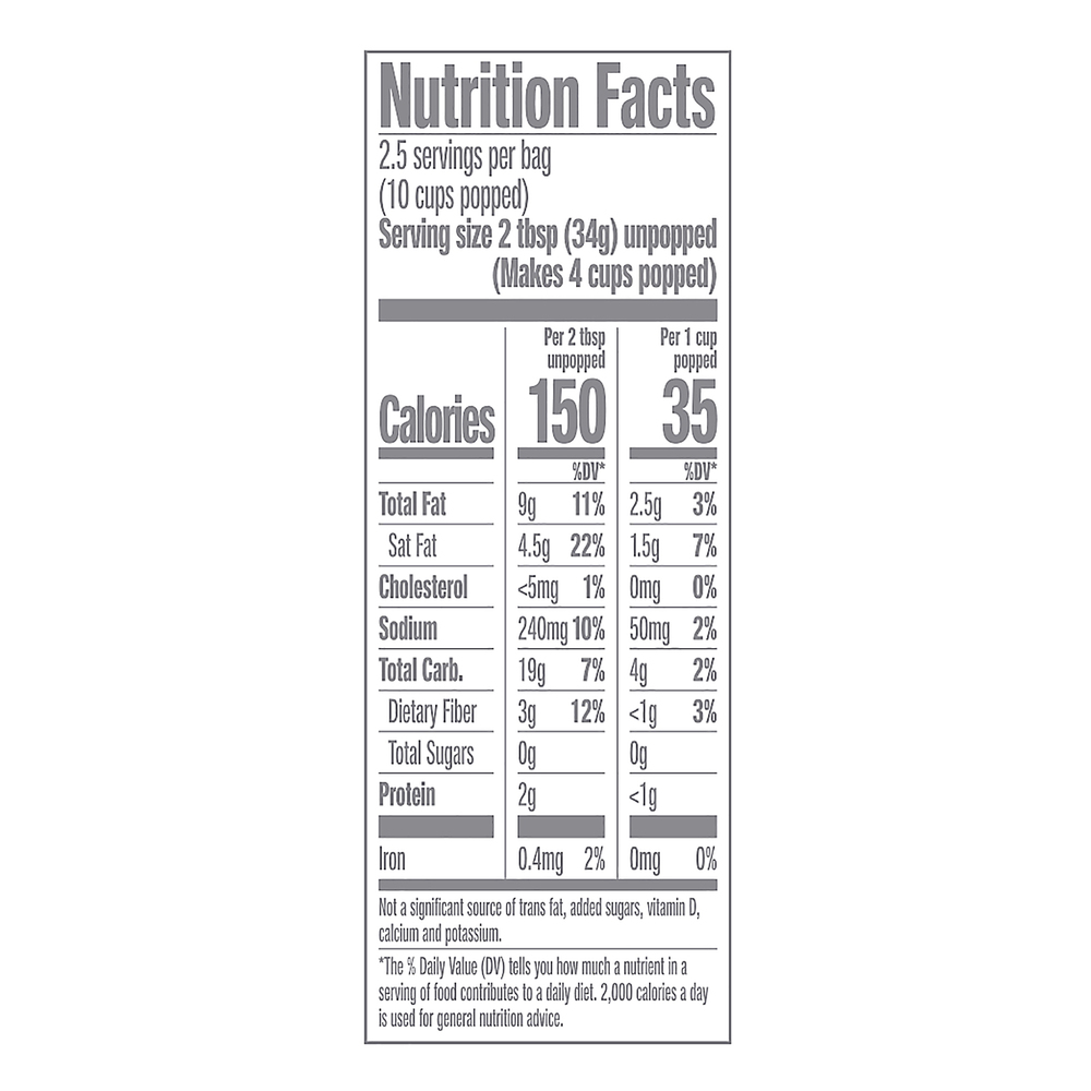 Jolly Time Simply Popped Popcorn, Microwave, ButterNutritionFacts