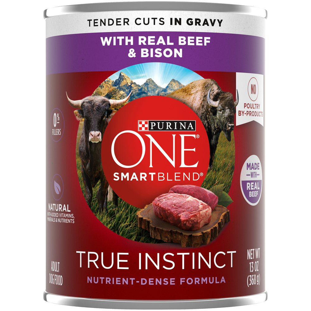 Purina One SmartBlend Grain Free Wet Dog Food SmartBlend True Instinct Classic Ground With Real Beef Bison