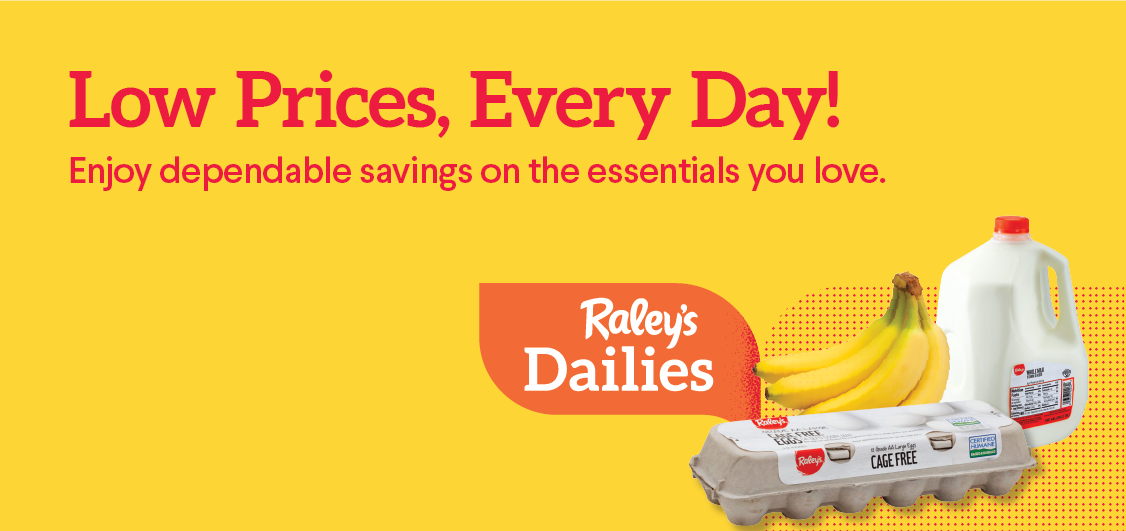 Image shows Raley's Eggs, Raley's Milk and Bananas. Enjoy dependable ...